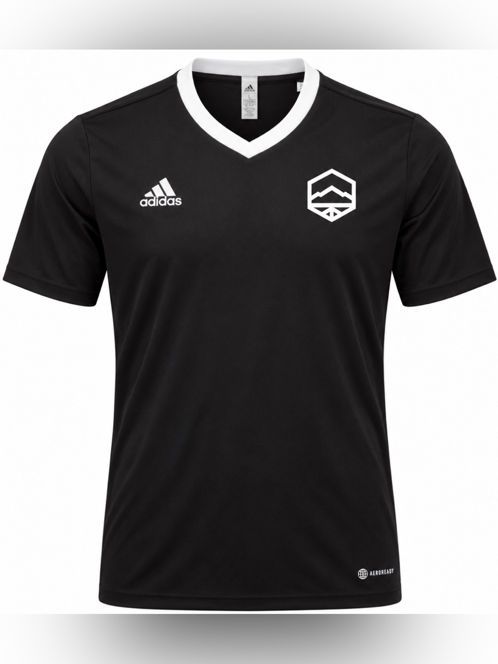adidas Black Men's V-Neck Soccer Jersey with White Trim World Cup athletic